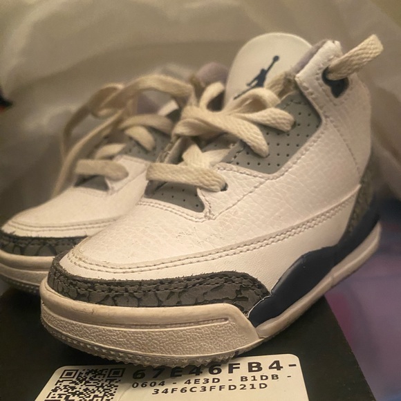 Jordan Kids White Blue and Gray Sneakers - Picture 1 of 2